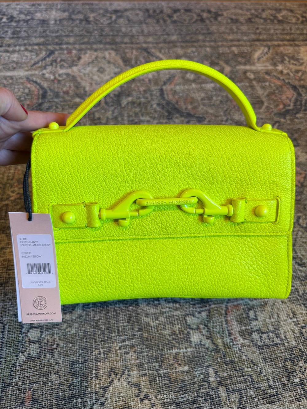 NWT Rebecca Minkoff Lou Neon Yellow Top-Handle Crossbody